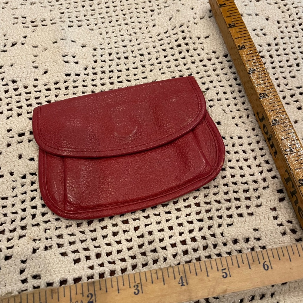 Red leather vintage coin purse